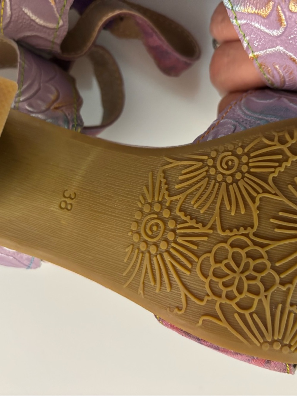 L'Artiste 38(7.5) Floral Embellished Block Heel, Avant-garde, bohemian, fairy - Picture 8 of 12